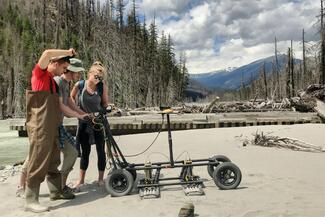 Students with equipment